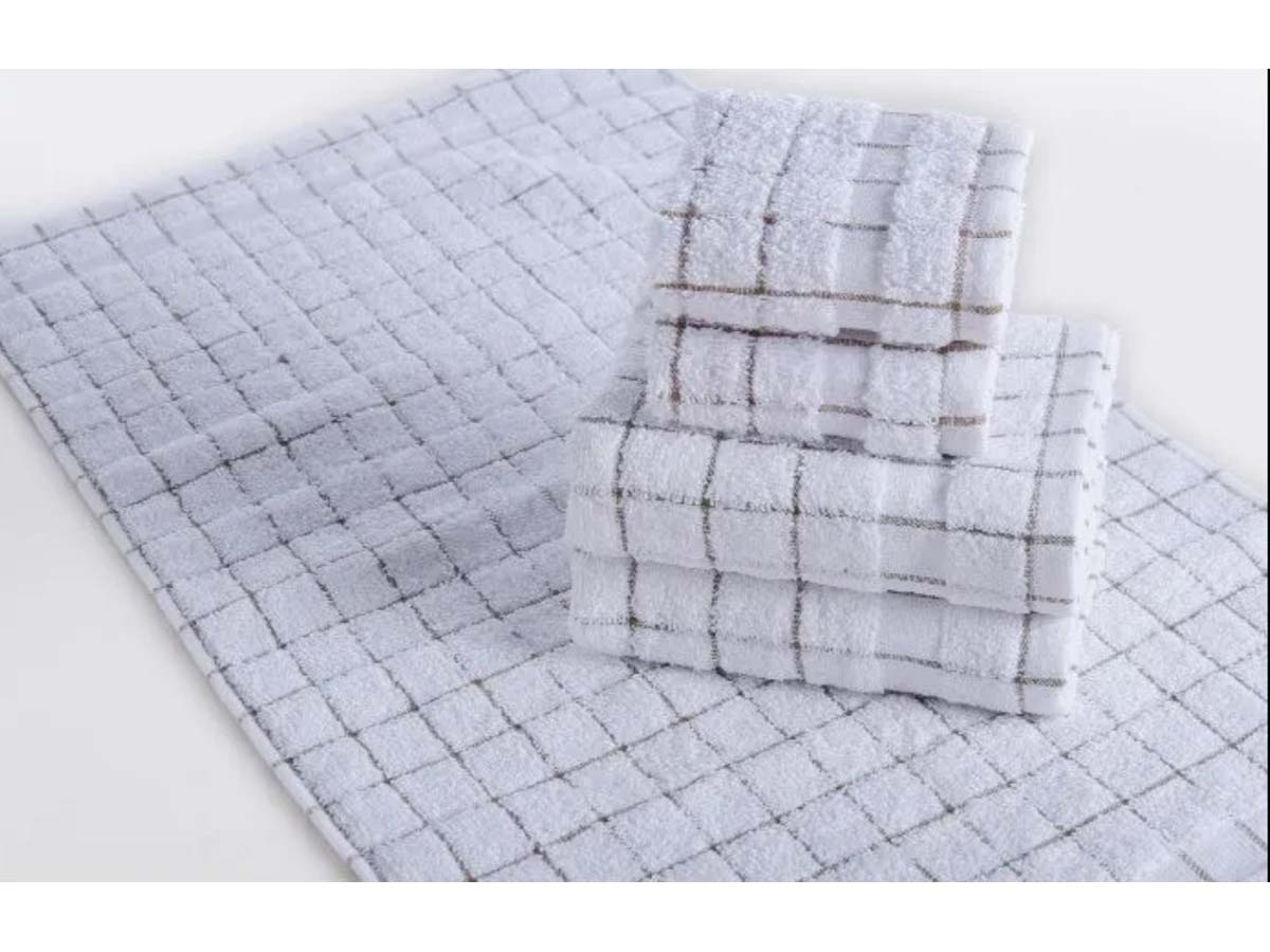 Beige Check Dishcloth - 12 count